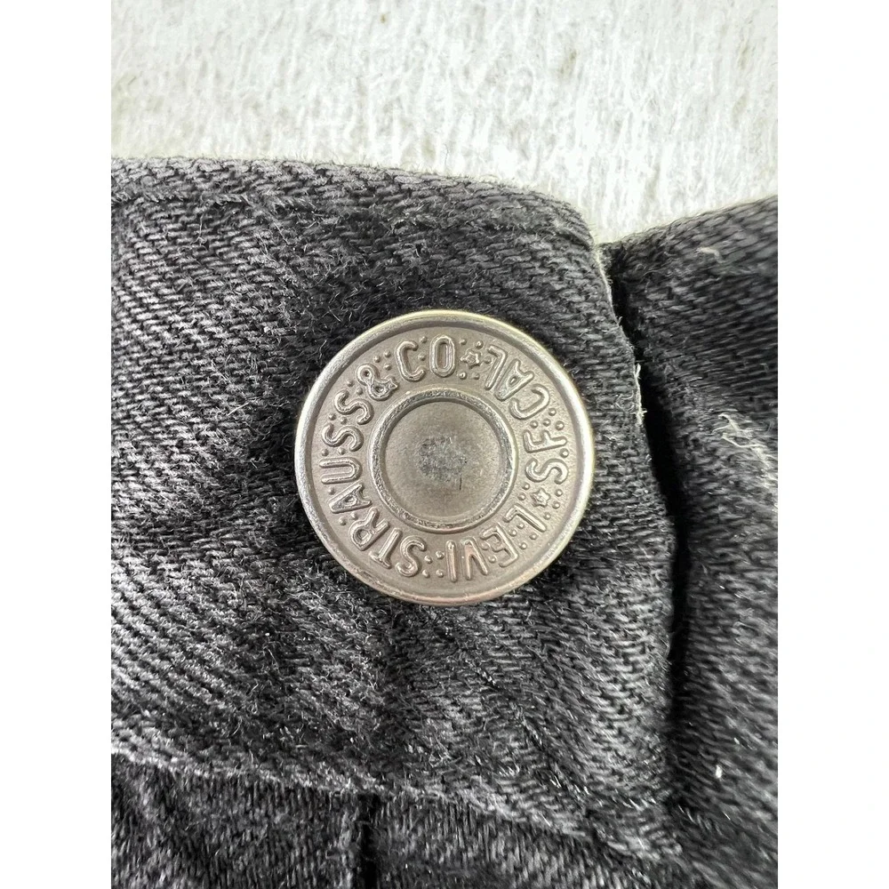 Levis 501 Jeans Mens 38x32‎ Black Regular Straight Stretch Denim Button Fly